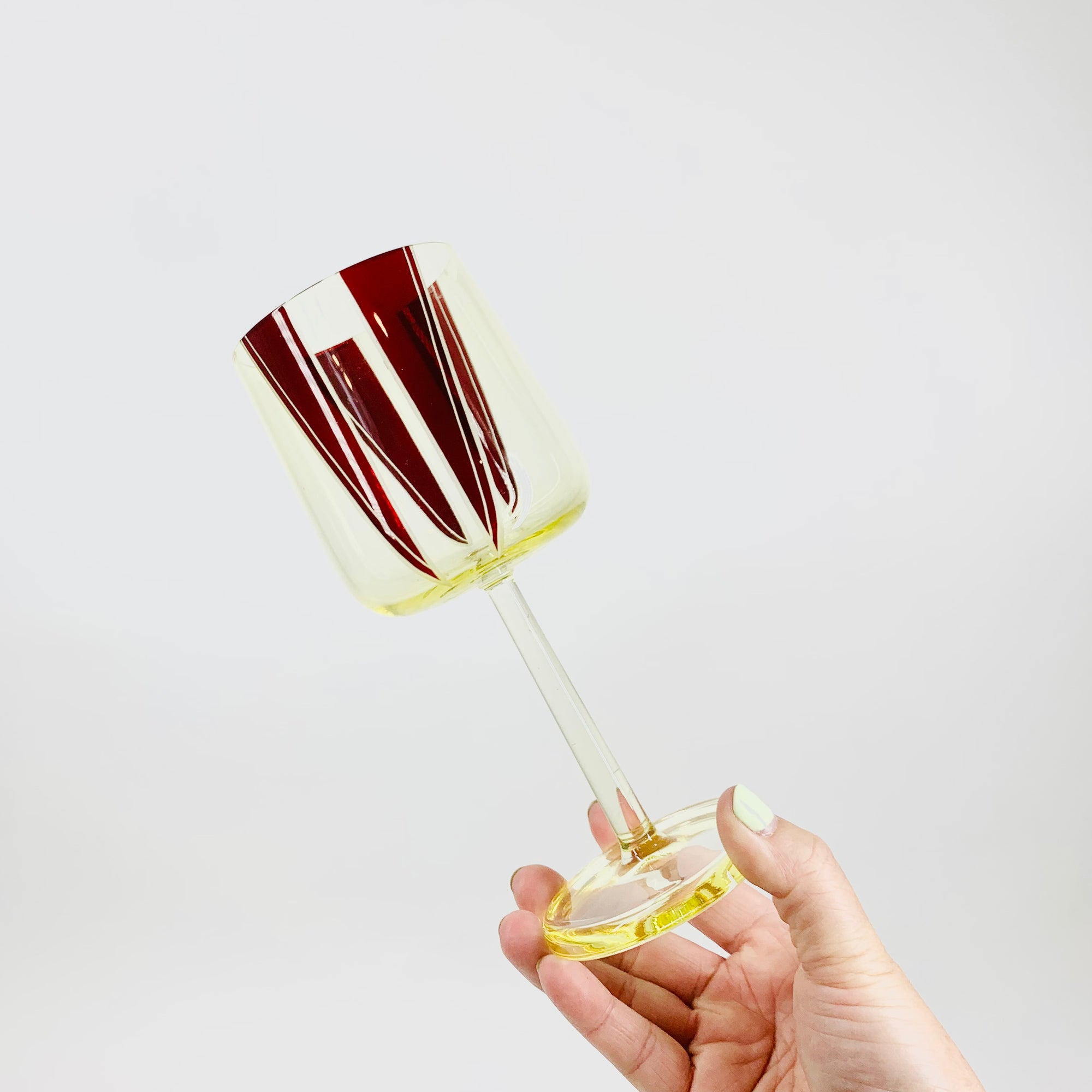 Extremely extremely rare antique Art Deco ruby enamel and citrine glass jug and matching wine glasses set by Karl Palda