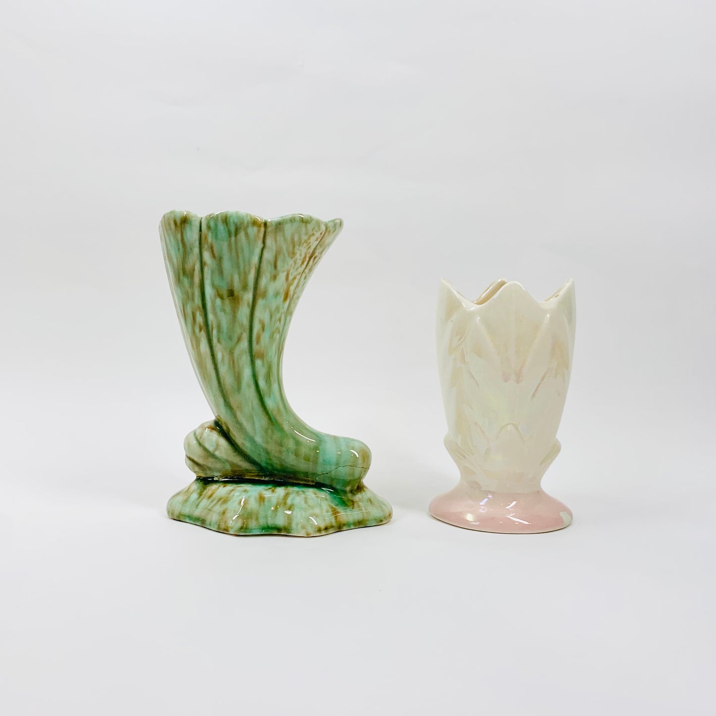 Midcentury Pates Australia pink lustre pottery posy vase