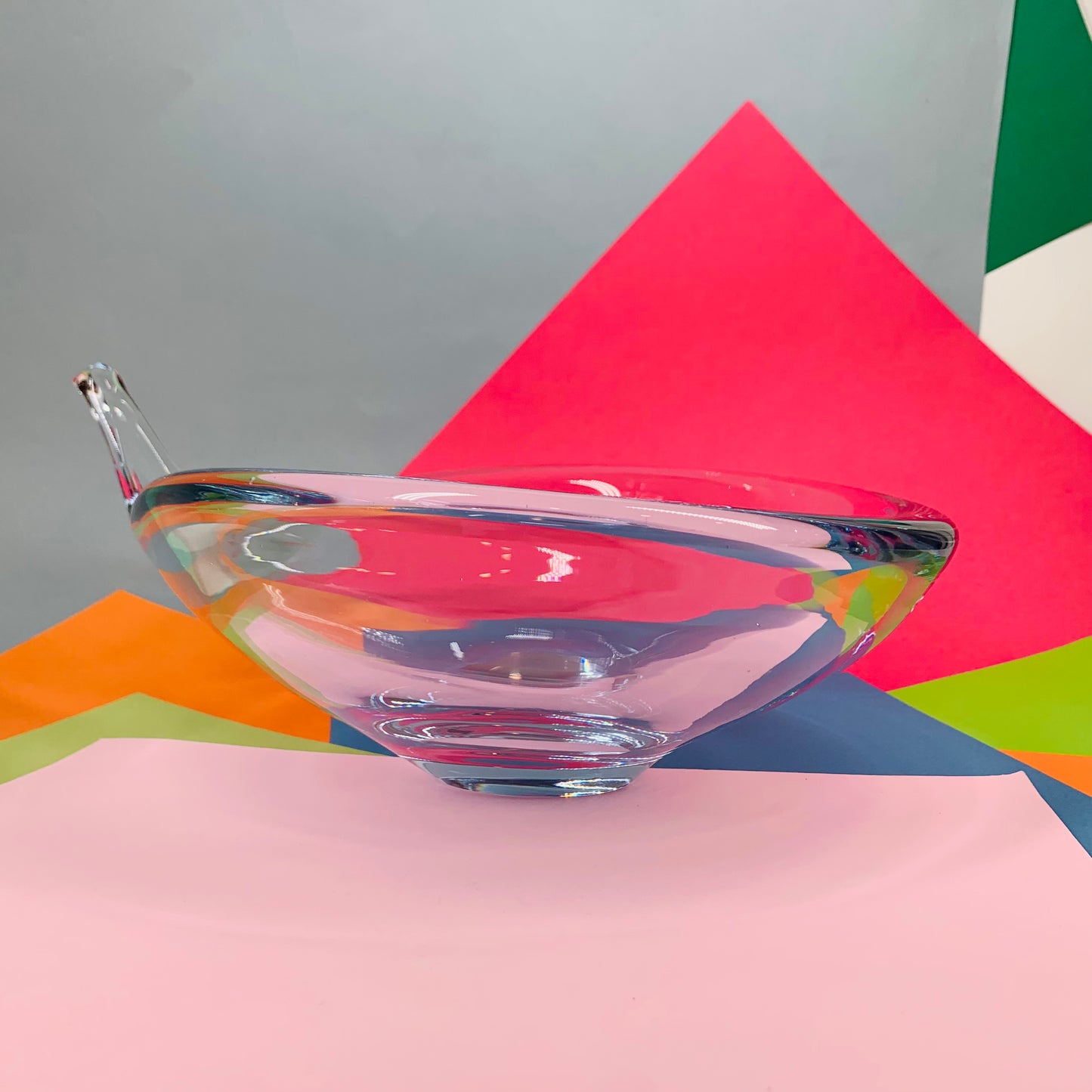 1960s Swedish Strombergshyttan modern glass tear drop bowl