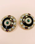 Extremely rare 1970s Swarovski gold plated clip on earrings with colour crystals