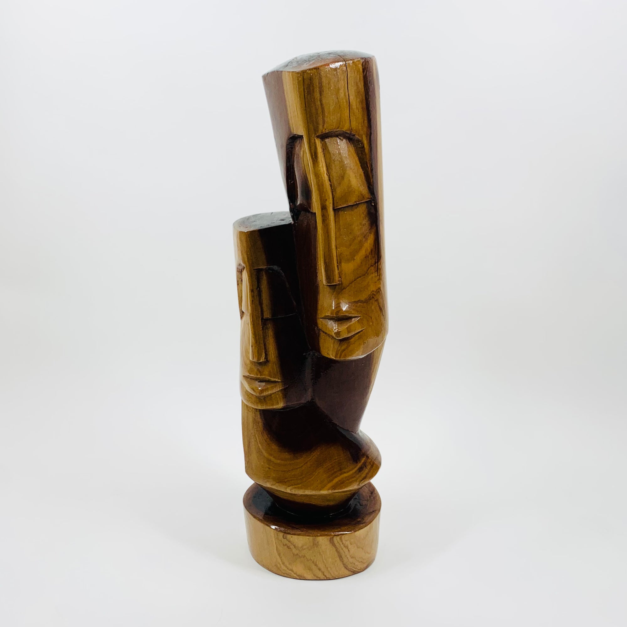 Midcentury Balinese hand carved lacquered abstract wood sculpture