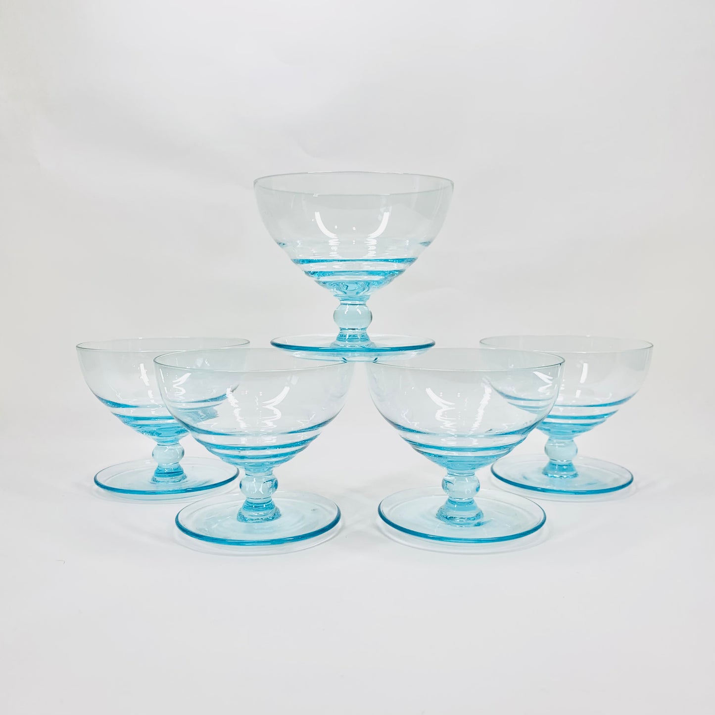 MCM blue glass coupe/dessert bowls