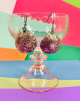 Vintage pressed silver flower drop earrings