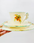 Burleigh Ware Zenith Art Deco Hand Painted Porcelain Coffee Cup and Matching Saucer