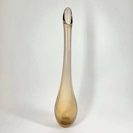 Extremely rare large Swedish MCM light brown sommerso glass Viking vase