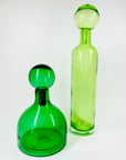Rare mouth blown vintage Pols Potten green glass decanter bottle with matching stopper