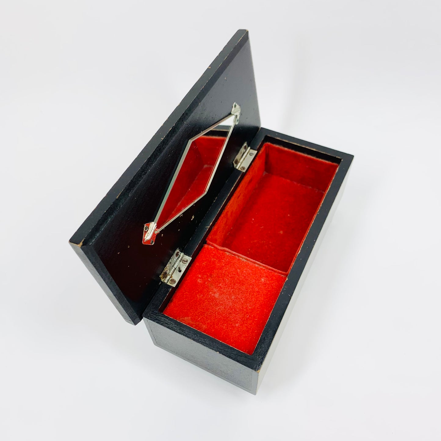 Stunning Midcentury Japanese wood jewellery box with cameo