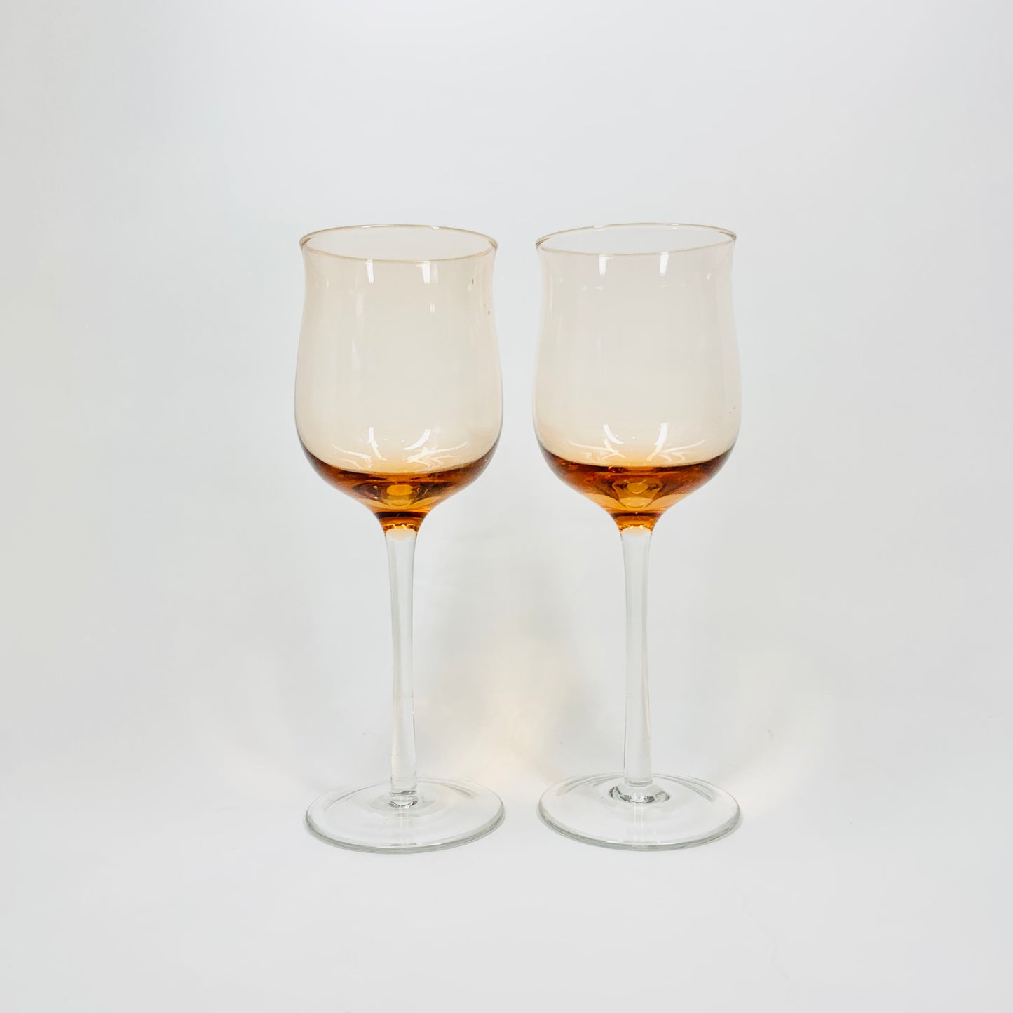 MCM pink wine glasses with clear stem