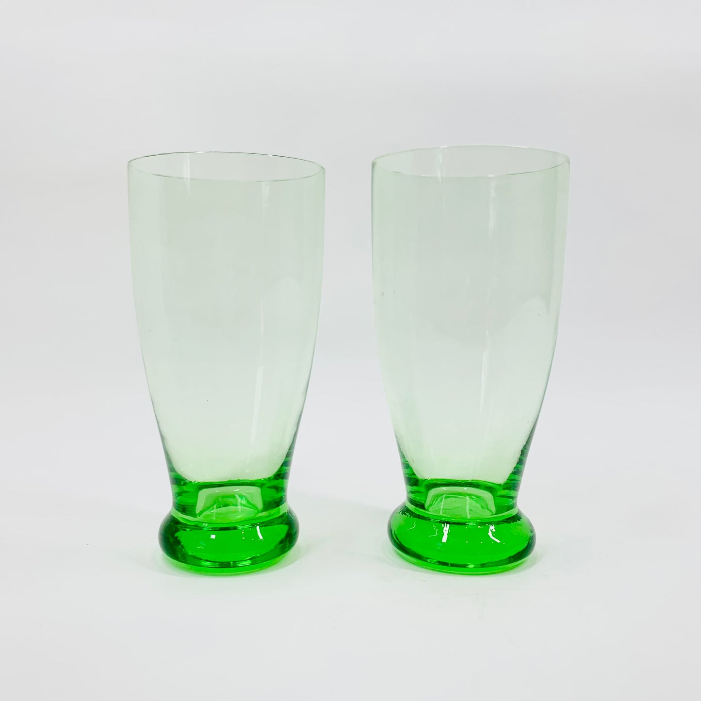 Antique green Depression glass water highball glasses