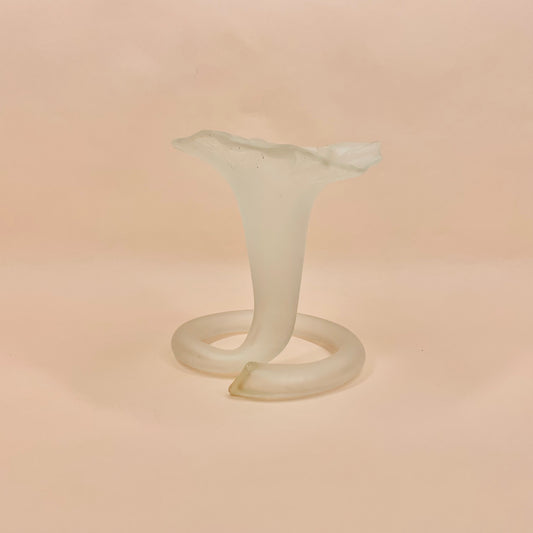 Art Deco white satin glass flower-shaped posy vase