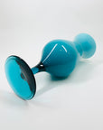 Midcentury footed Italian Empoli cased aquamarine glass vase