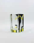 Antique Art Deco black and citrine hexagons glass posy vase by Karl Palda