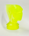 Art Deco reproduction of Lalique car mascot Victoire in uranium glass