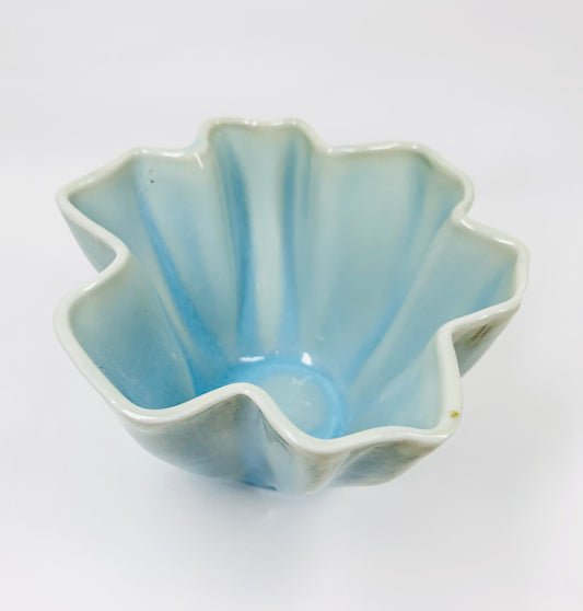 Vintage hand made Japanese blue glazed pottery ikebana vessel/vase