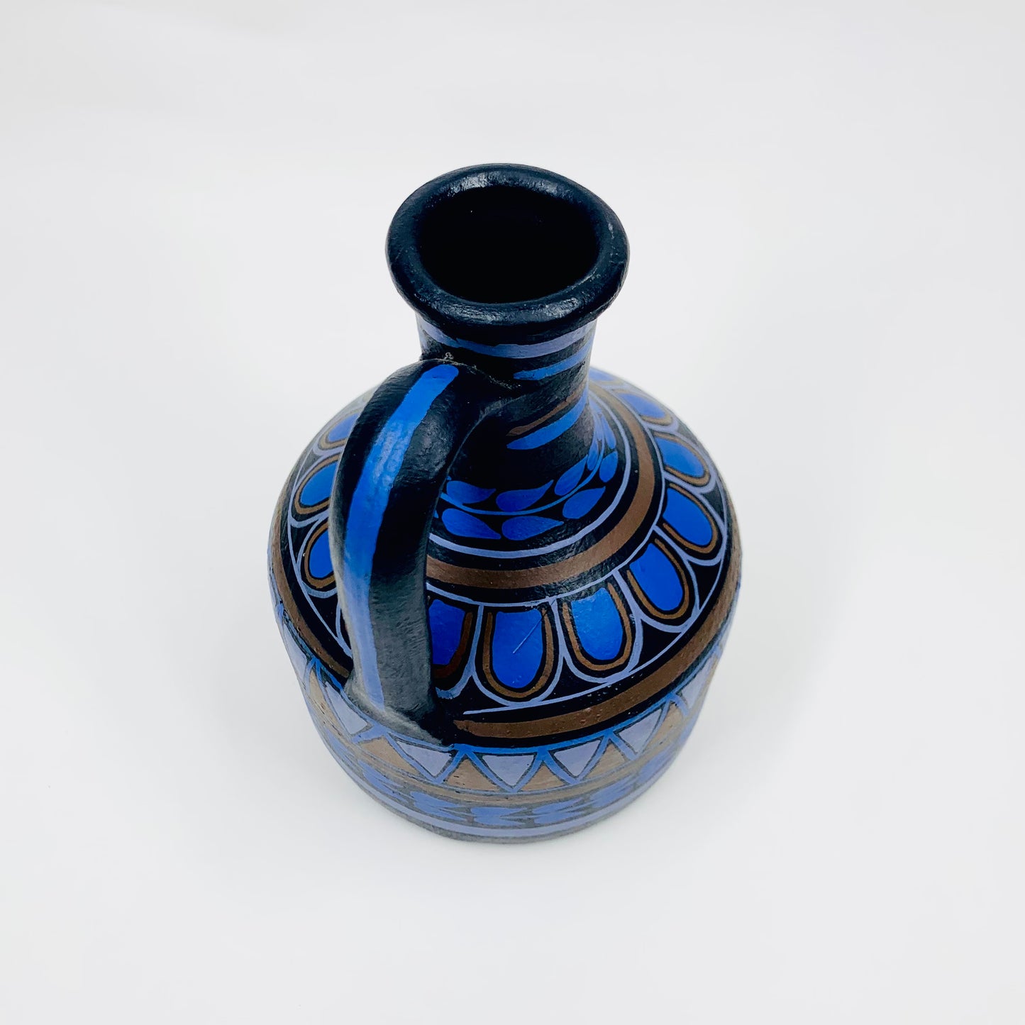 Extremely rare MCM hand painted blue pottery jug