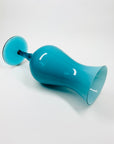Midcentury footed Italian Empoli cased aquamarine glass vase