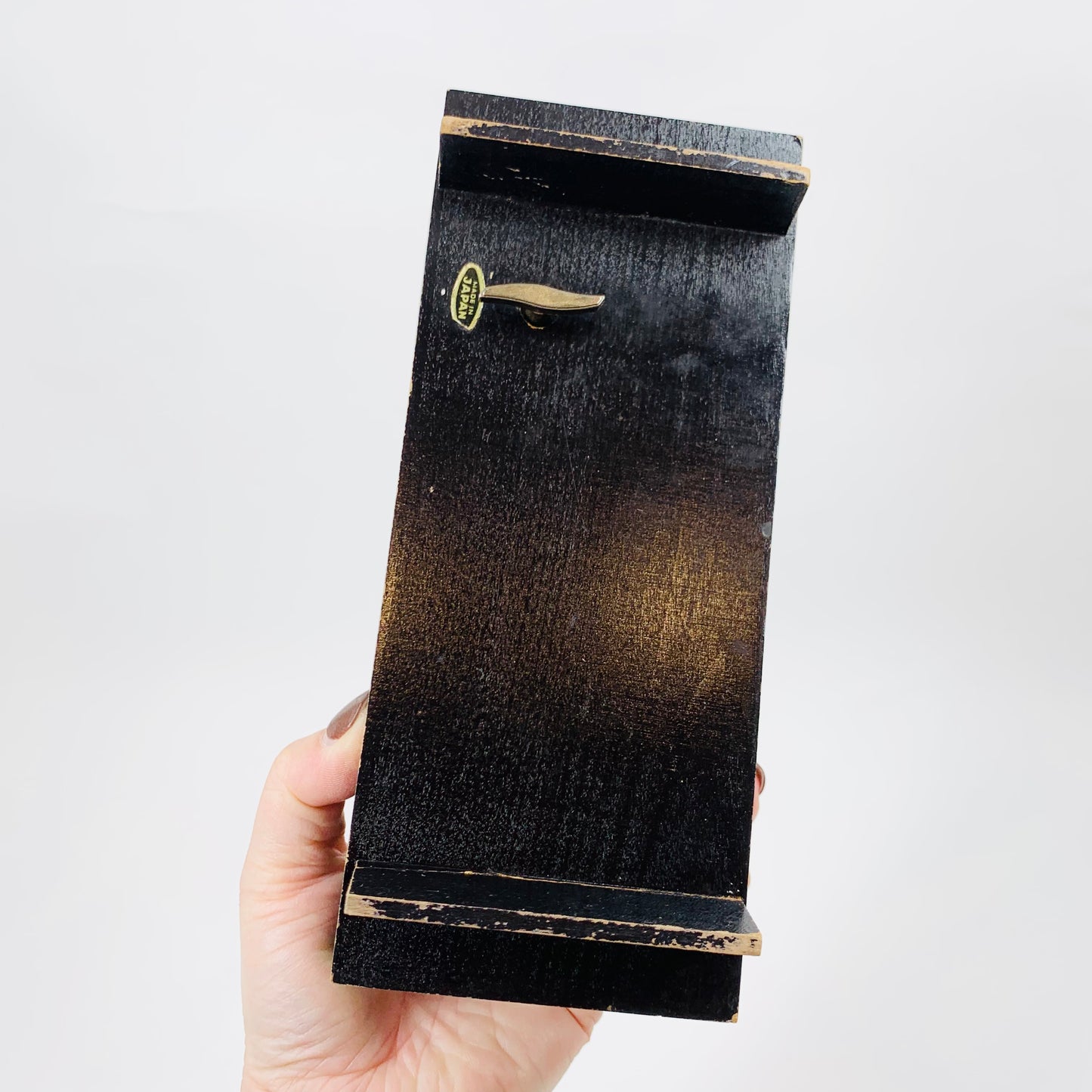 Stunning Midcentury Japanese wood jewellery box with cameo