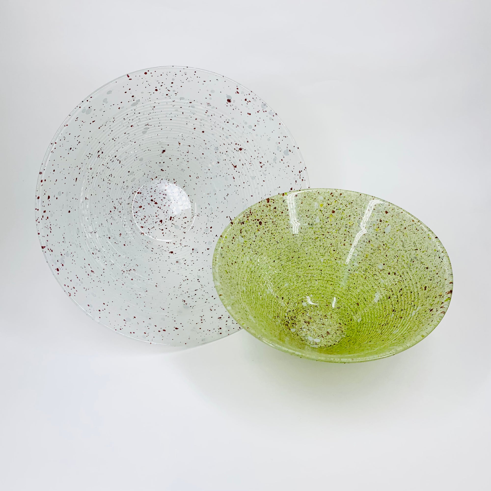 Vintage hand painted speckles satin glass salad bowl