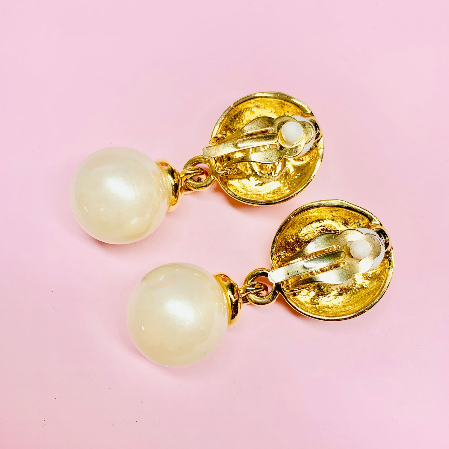 Rare 1980s gold plated pearl drop earrings with pearls