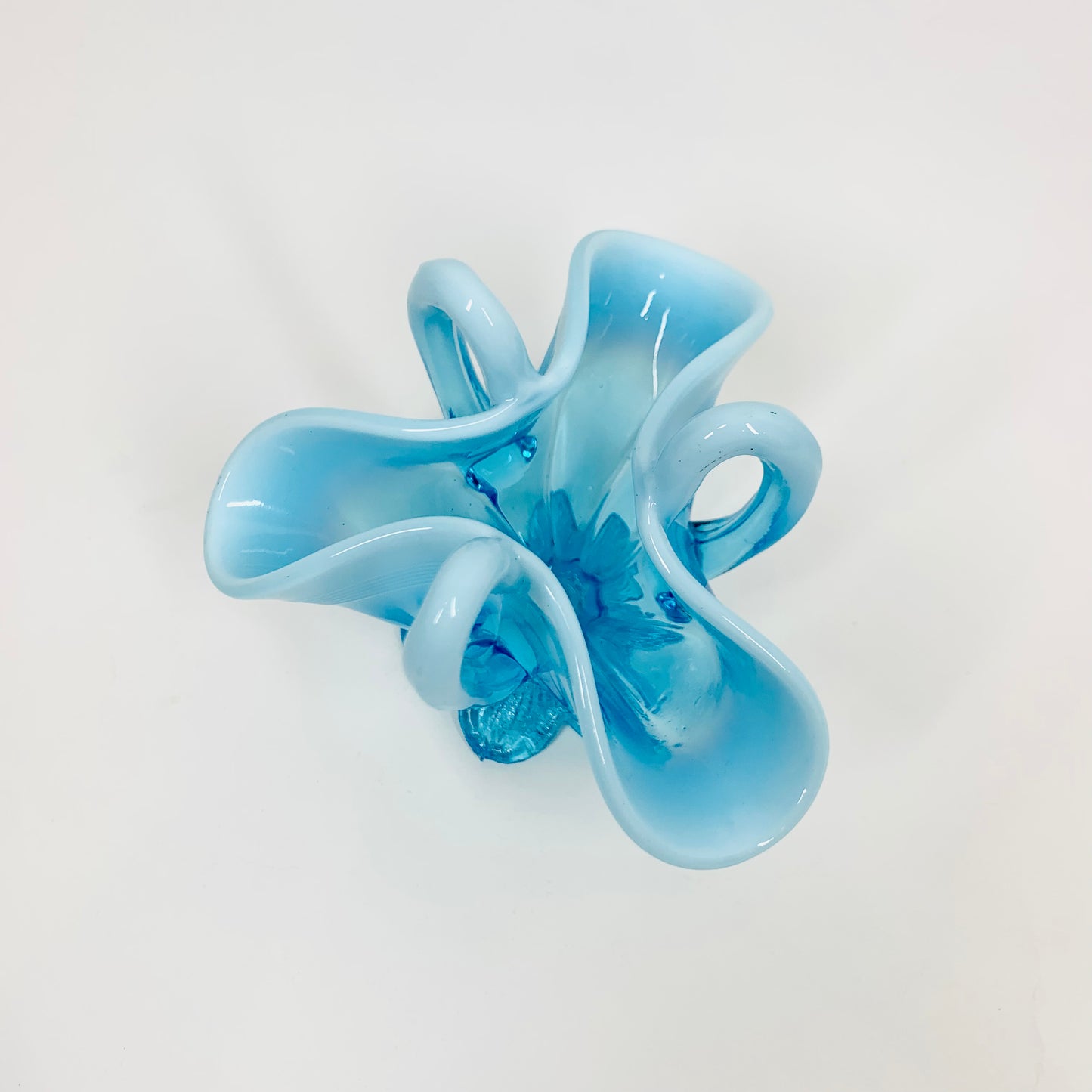 TURQUOISE OPALINE RUFFLEMMINI VASE