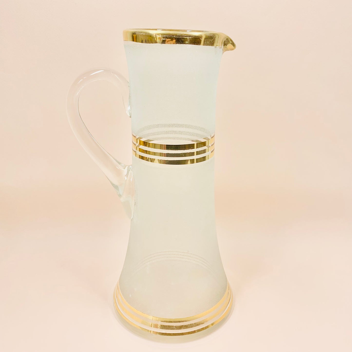 Rare antique Art Deco gilded gold laminate glass jug set