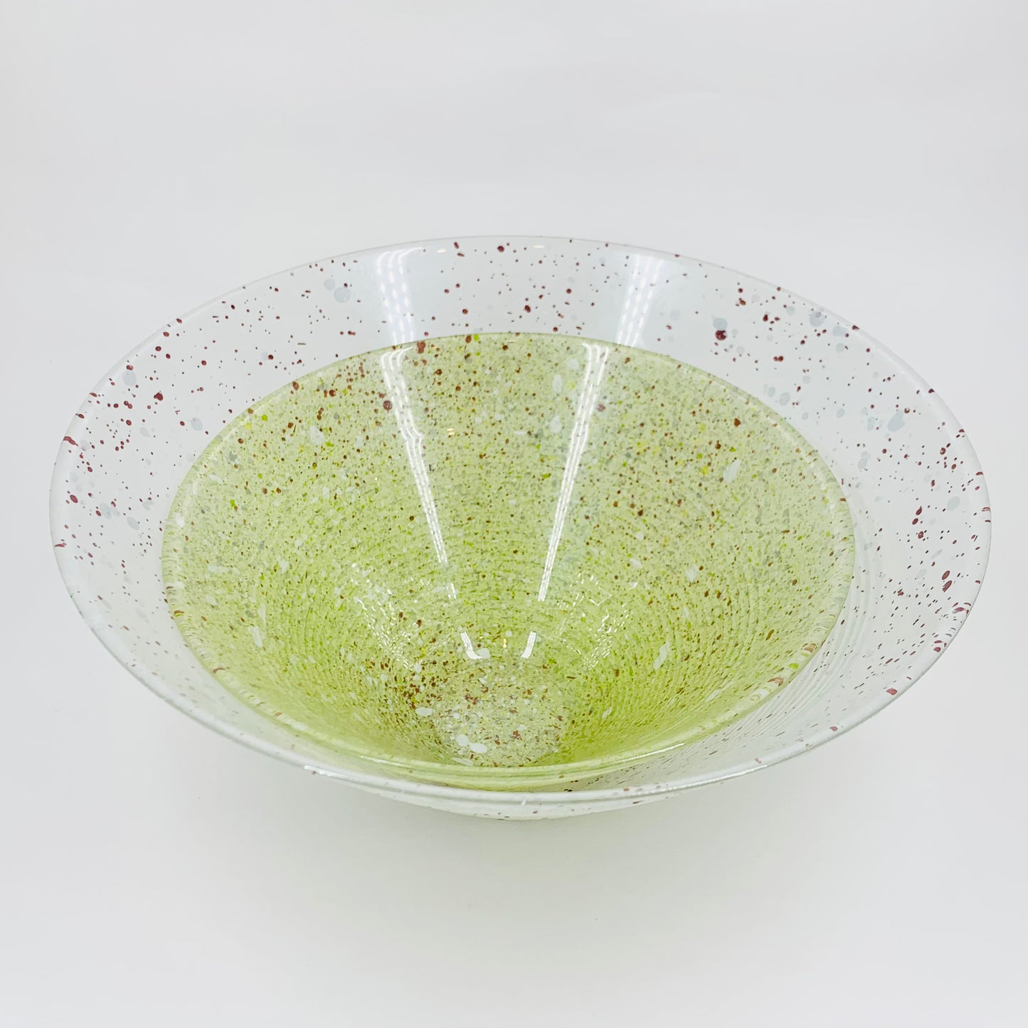Vintage hand painted speckles satin glass salad bowl