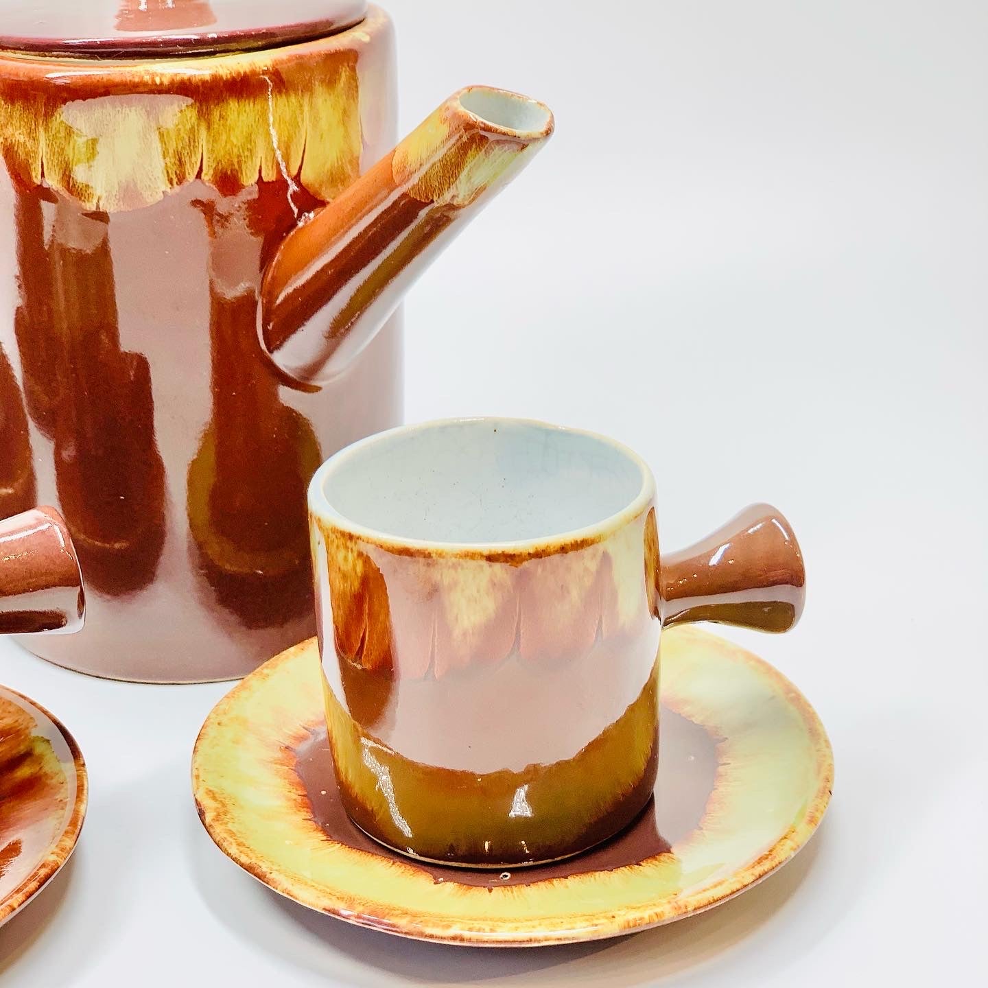 Hand made Midcentury modern glazed coffee set