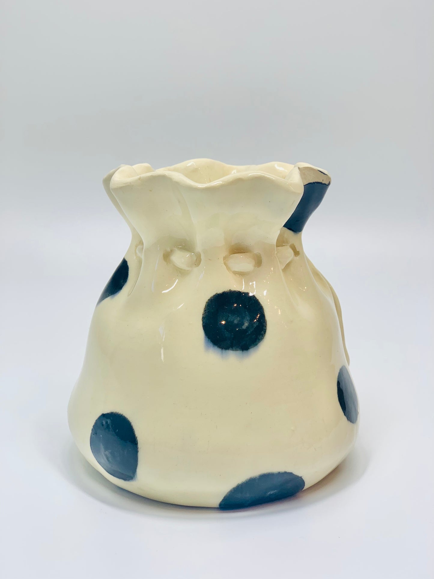 Retro hand made ceramic bag vase
