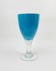 1980s BLUE YELLOW SOMMERSO GLASS WINE GLASSES/GOBLETS