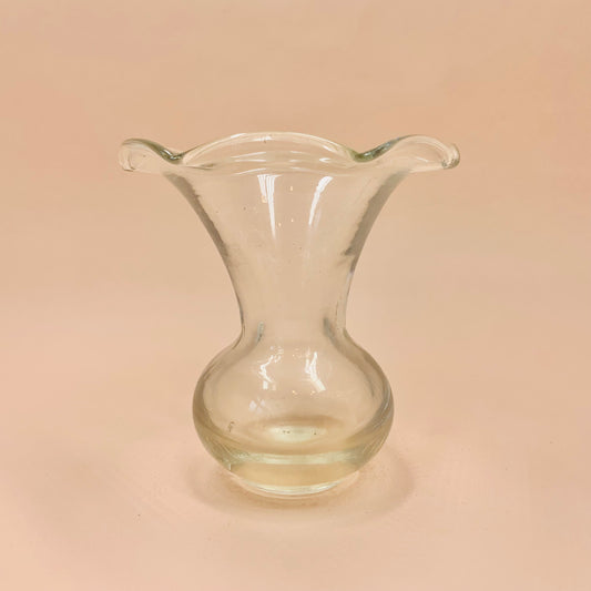 Midcentury Italian glass ruffle rim posy vase
