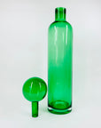 Rare mouth blown vintage Pols Potten green glass decanter bottle with matching stopper
