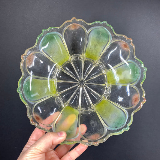 Antique Art Deco hand painted glass fruit/salad bowl