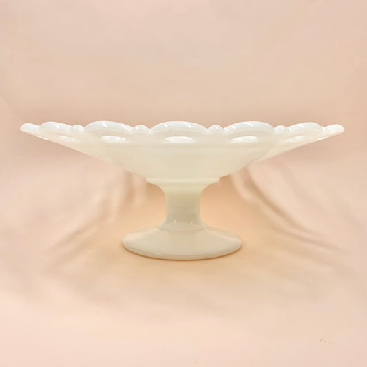 Antique milk glass footed comport