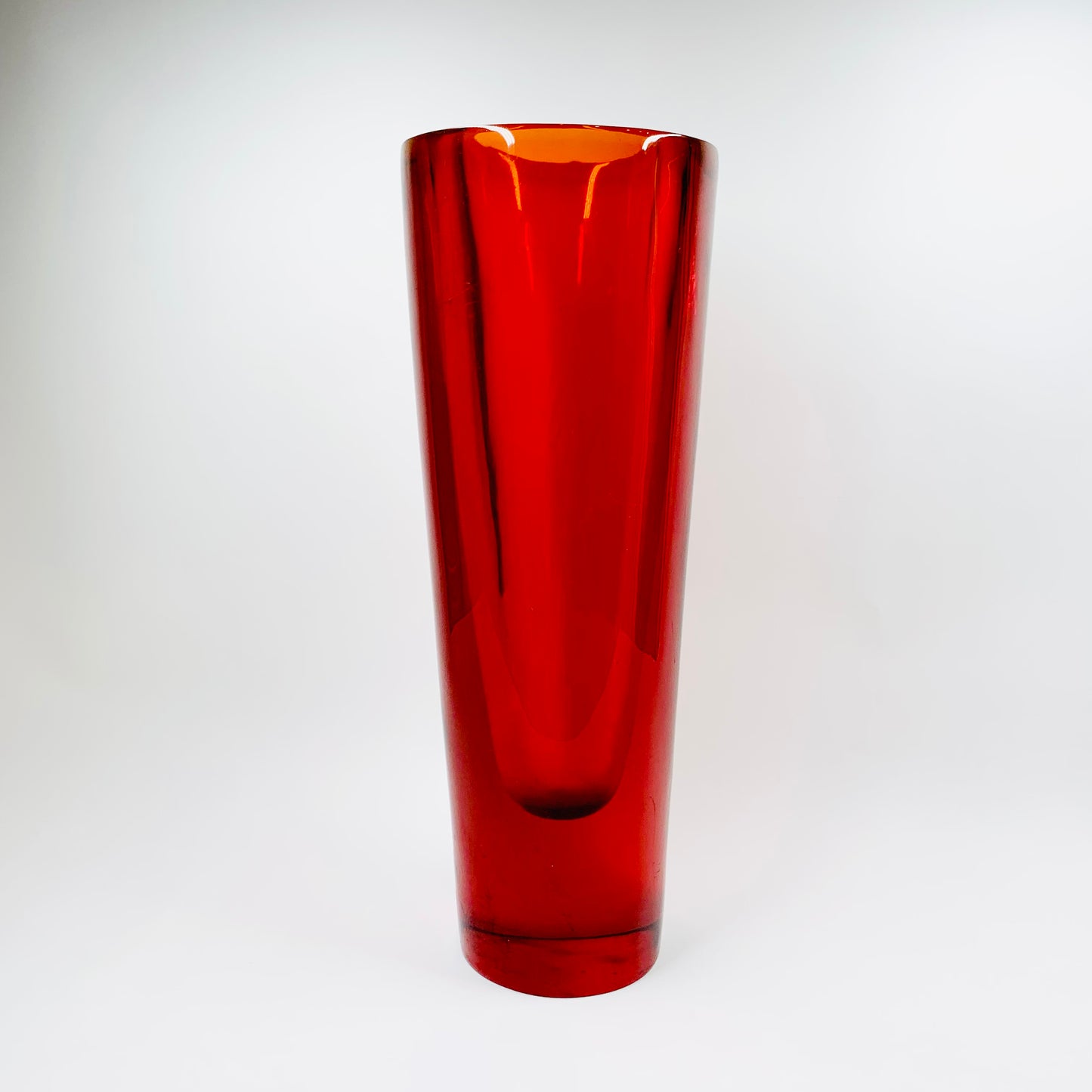 Space Age tall and heavy red resin vase