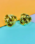 Rare 1960s French silver plated brutalist knot clip on earrings