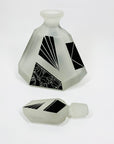Extremely extremely rare antique Art Deco black enamel decanter satin glass set by Karl Palda