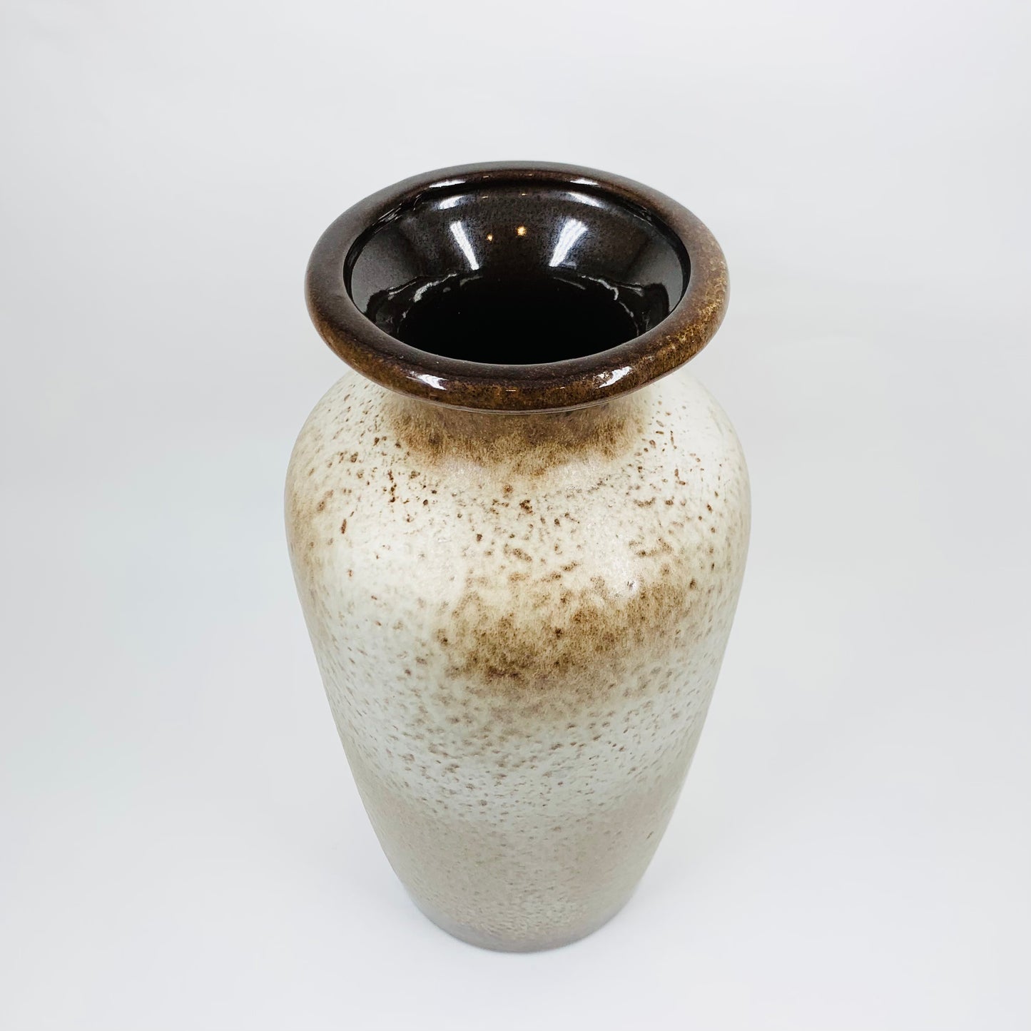 Midcentury hand made West German brown and cream pottery vase