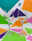 Vintage Bohemian wine glasses with antique faceted stem