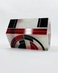 Antique Art Deco black and ruby enamel cased satin hexagons glass posy vase by Karl Palda