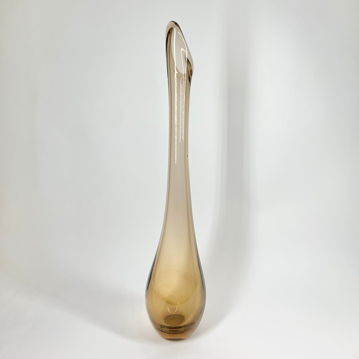 Extremely rare large Swedish MCM light brown sommerso glass Viking vase