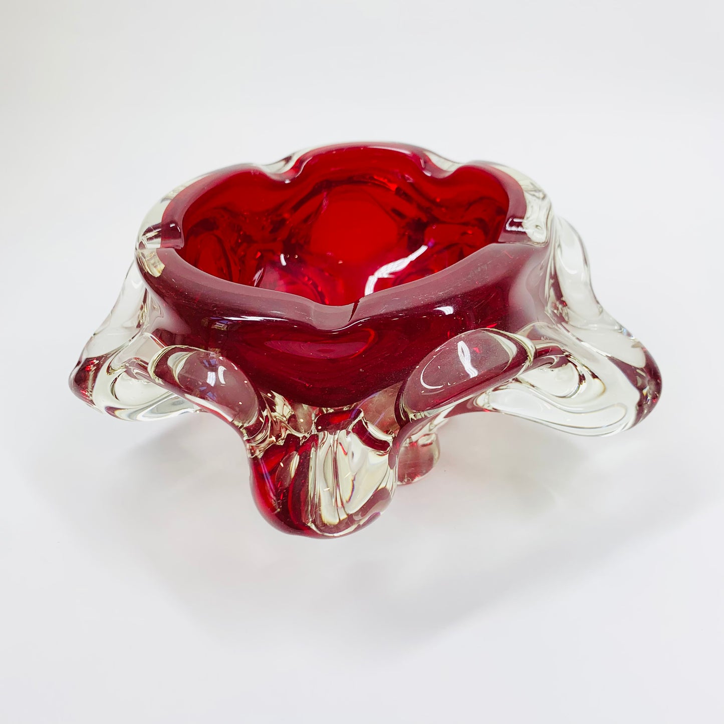 Space Age red Murano sommerso glass ashtray/bowl