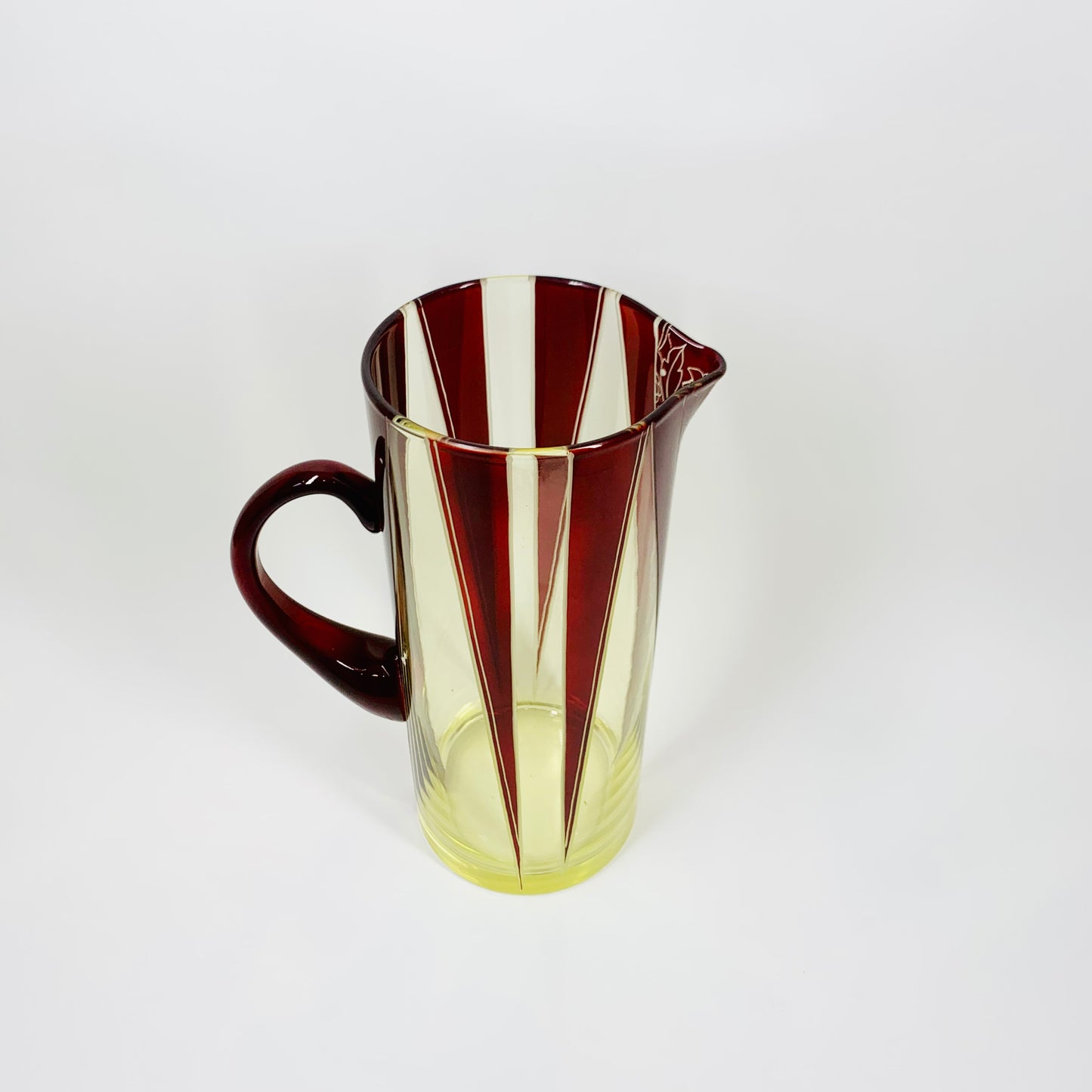 Extremely extremely rare antique Art Deco ruby enamel and citrine glass jug and matching wine glasses set by Karl Palda