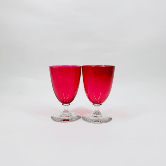 Antique Victorian cranberry cordial glasses