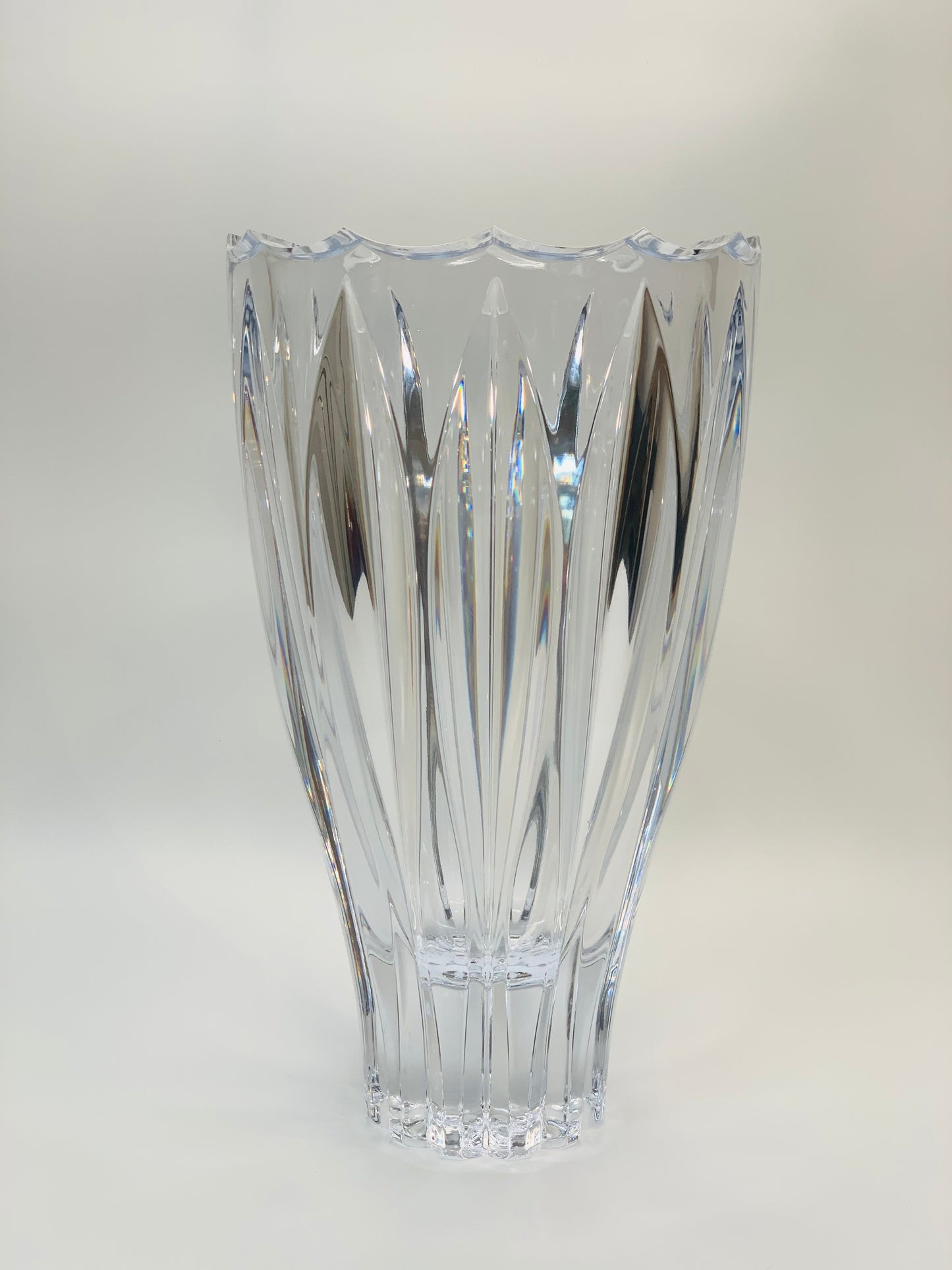 Large antique Bohemian cut crystal vase
