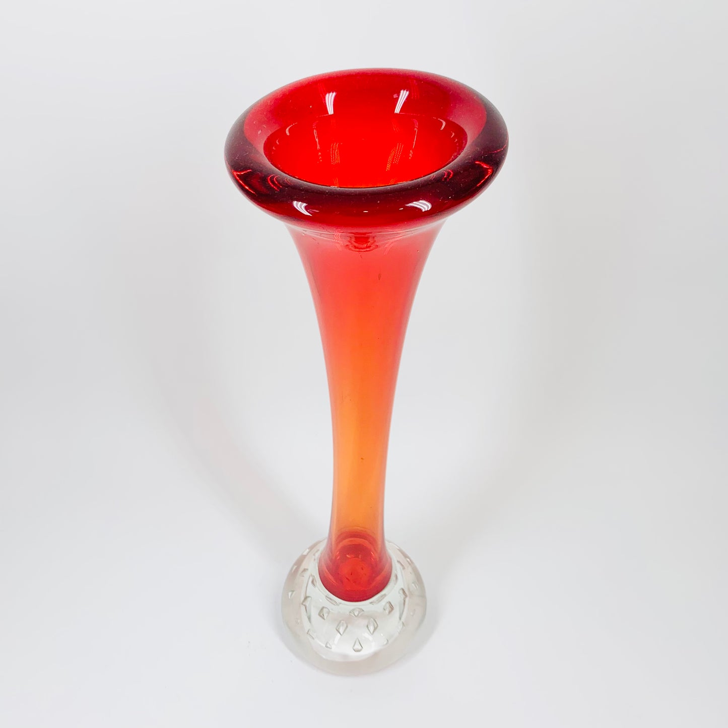 Aseda made in Sweden glass bone vase with controlled bubble base