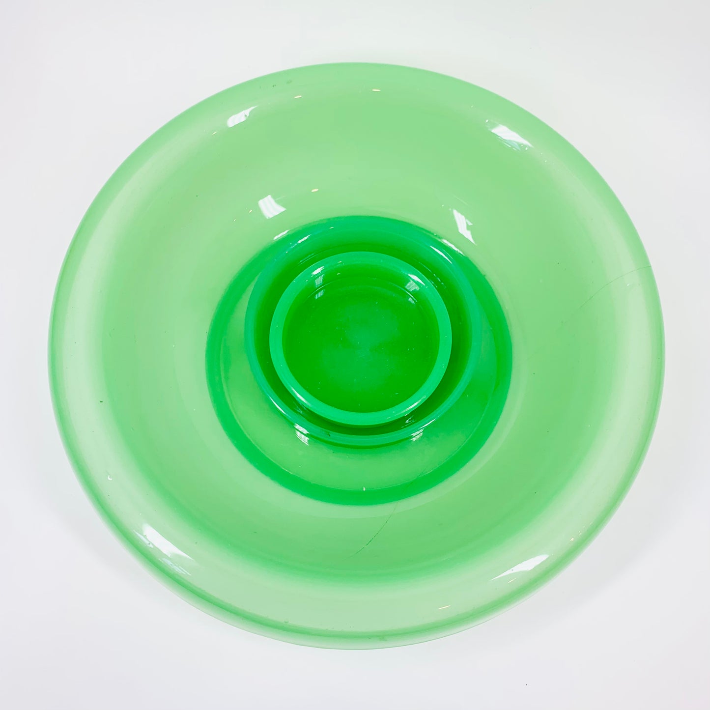 Extremely rare large antique French green opaline glass bowl
