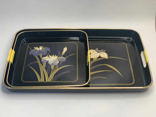Vintage Japanese stackable plastic serving tray with handles