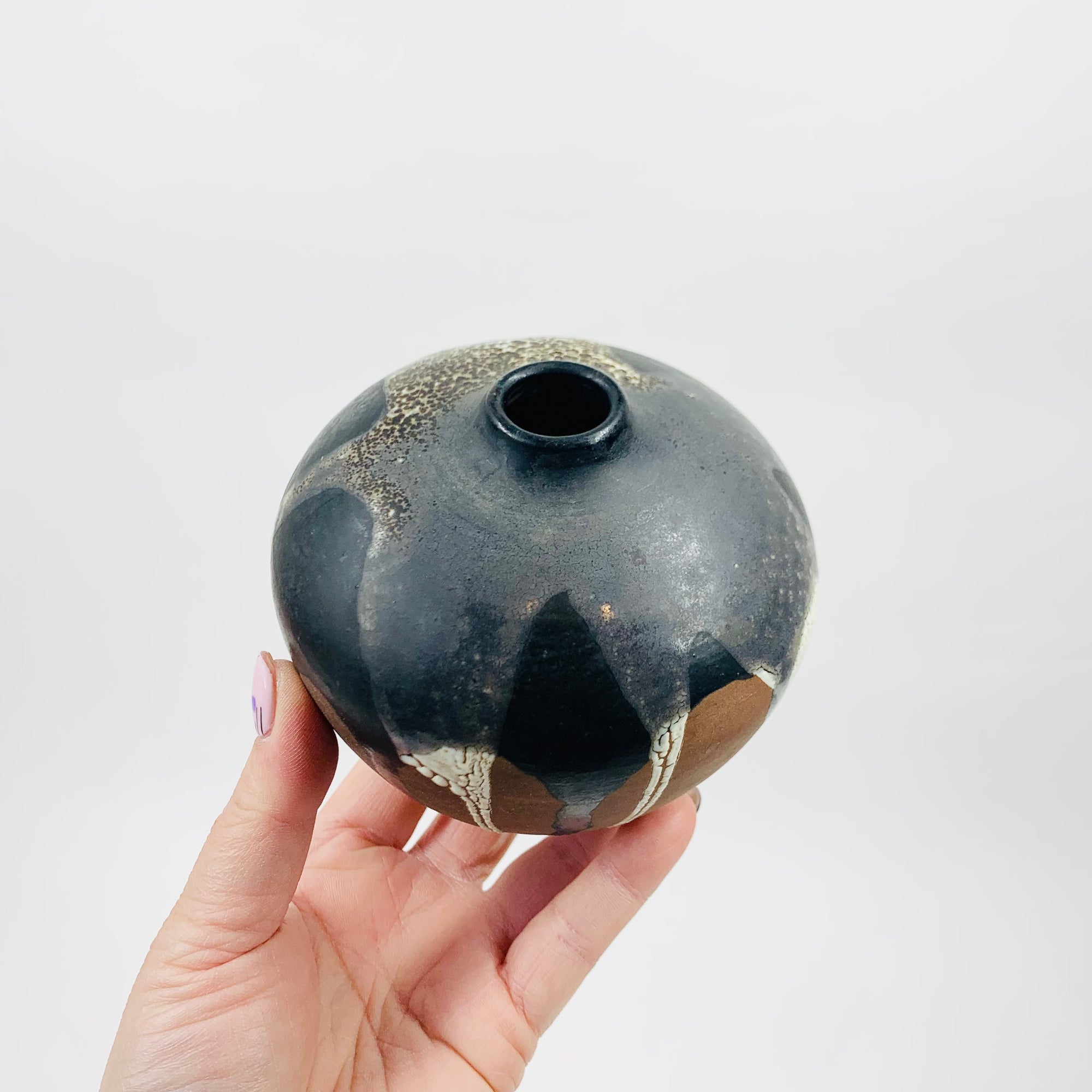 1974 hand made Australianl CH studio glazed pottery mini vase