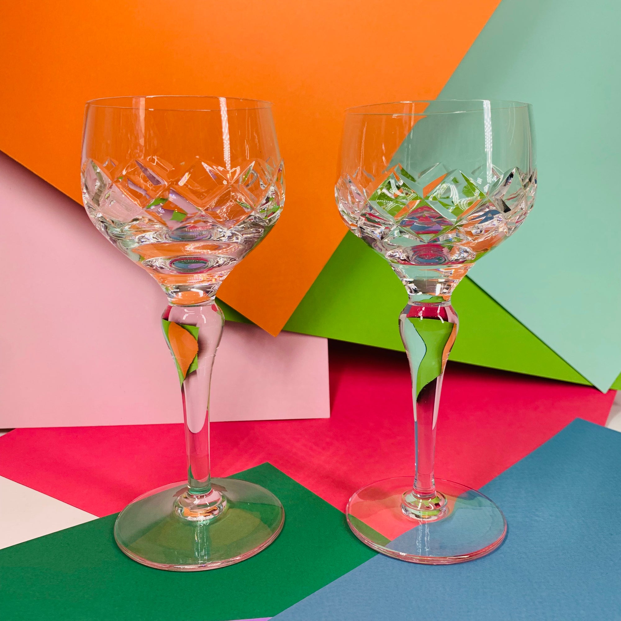 Antique Stuart cut crystal wine glasses