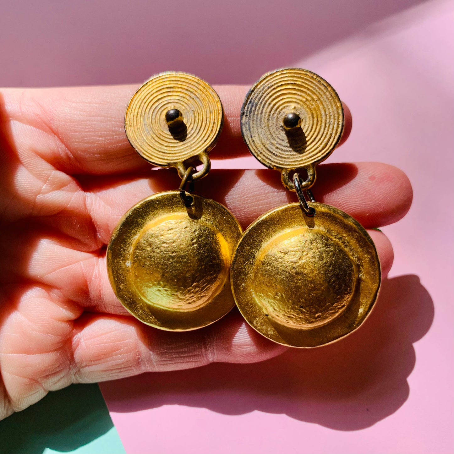 1960s round drop button clip on earrings